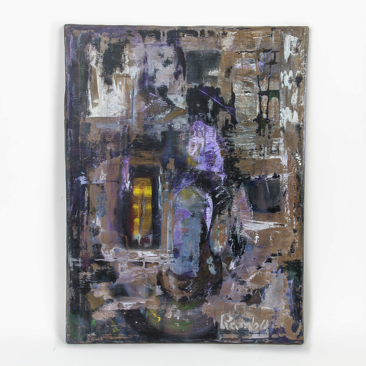 Melinda Rambo Acrylic and Silkscreen Painting on Canvas "City Streets"