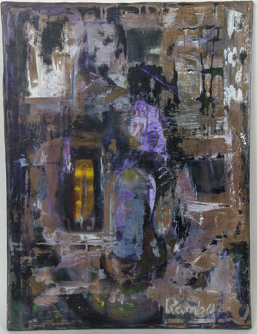 Melinda Rambo Acrylic and Silkscreen Painting on Canvas "City Streets"