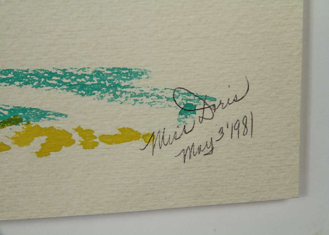 Miss Doris Watercolor Painting on Paper "Sunset Lake Landscape"