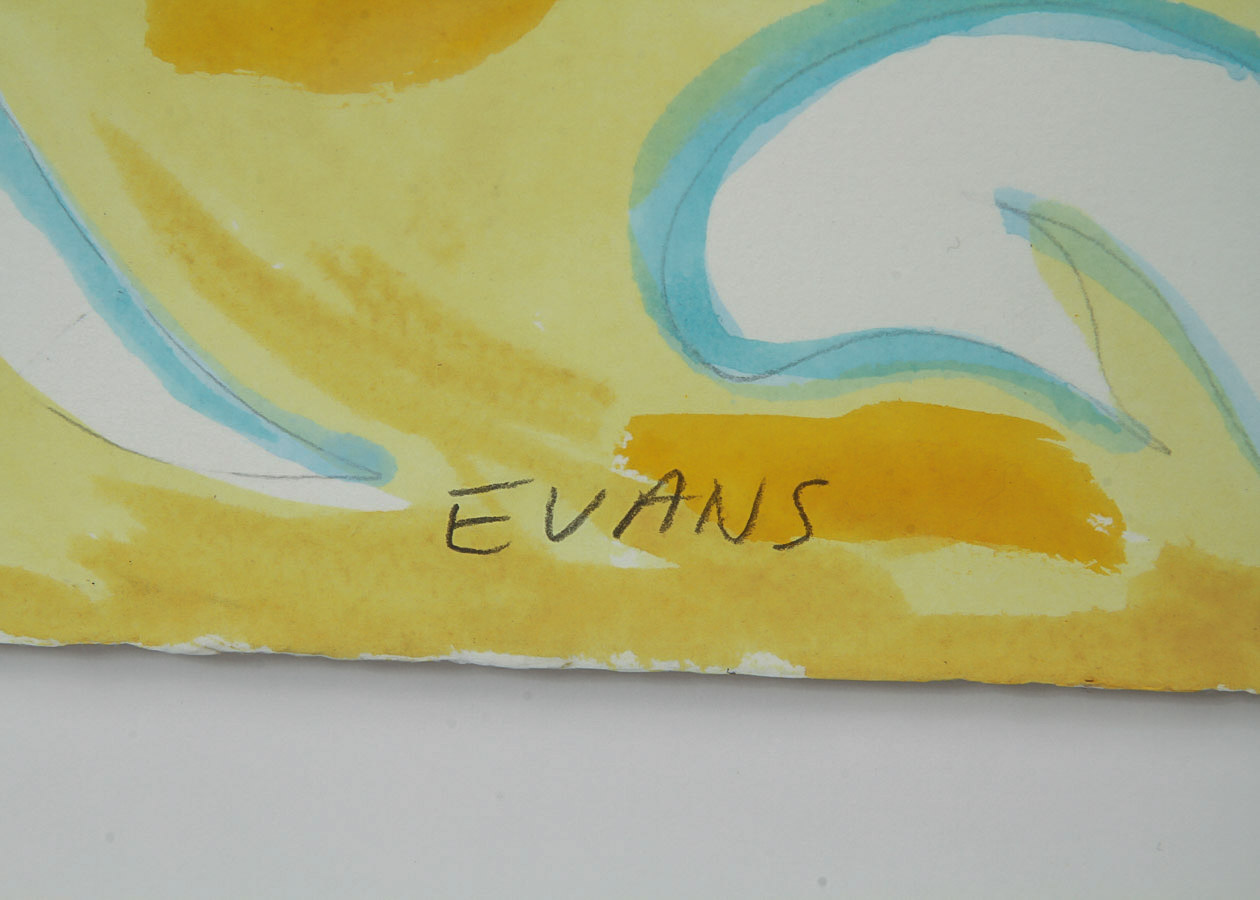 Gil Evans Watercolor and Gouache Painting on Arches Paper "Beach House Interior"