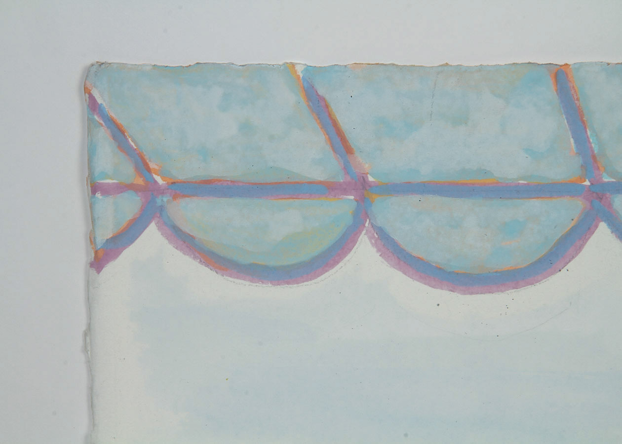 Gil Evans Watercolor and Gouache Painting on Arches Paper "Beach House Interior"