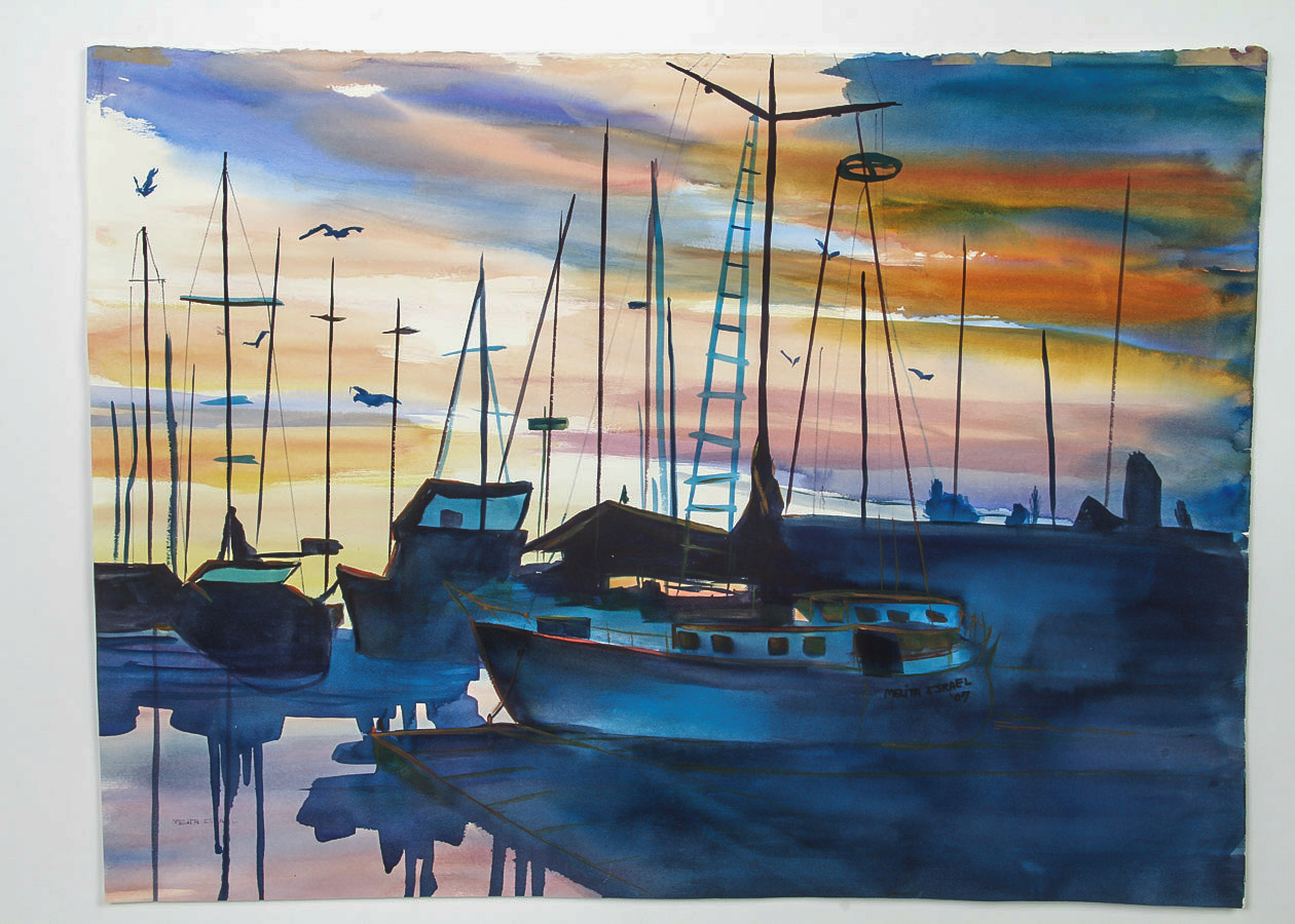 Melita Israel Watercolor Painting on Paper "Santa Cruz Sunset"