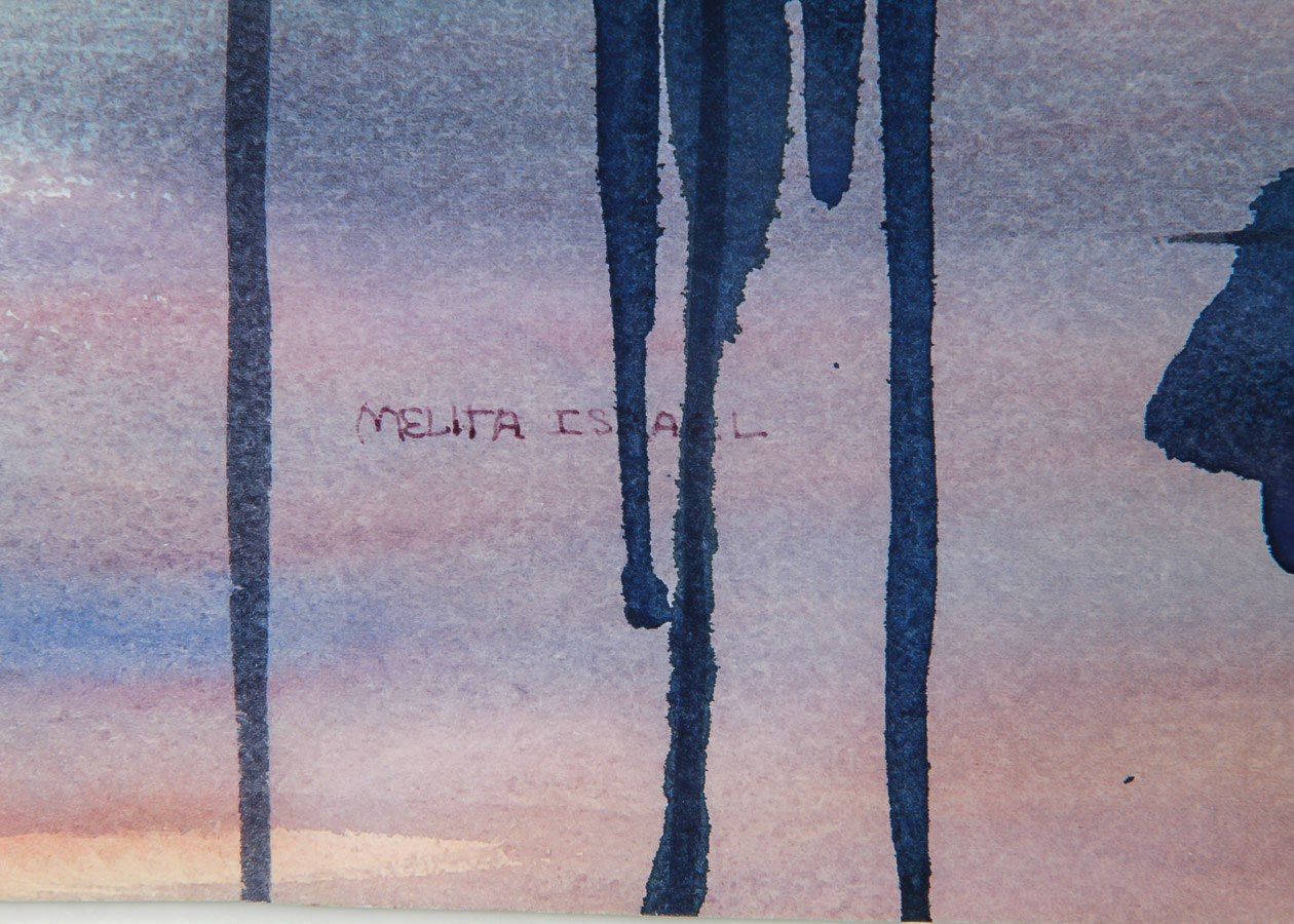 Melita Israel Watercolor Painting on Paper "Santa Cruz Sunset"