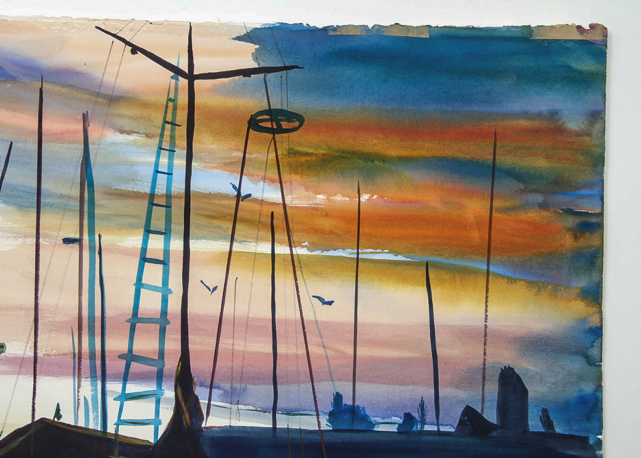 Melita Israel Watercolor Painting on Paper "Santa Cruz Sunset"