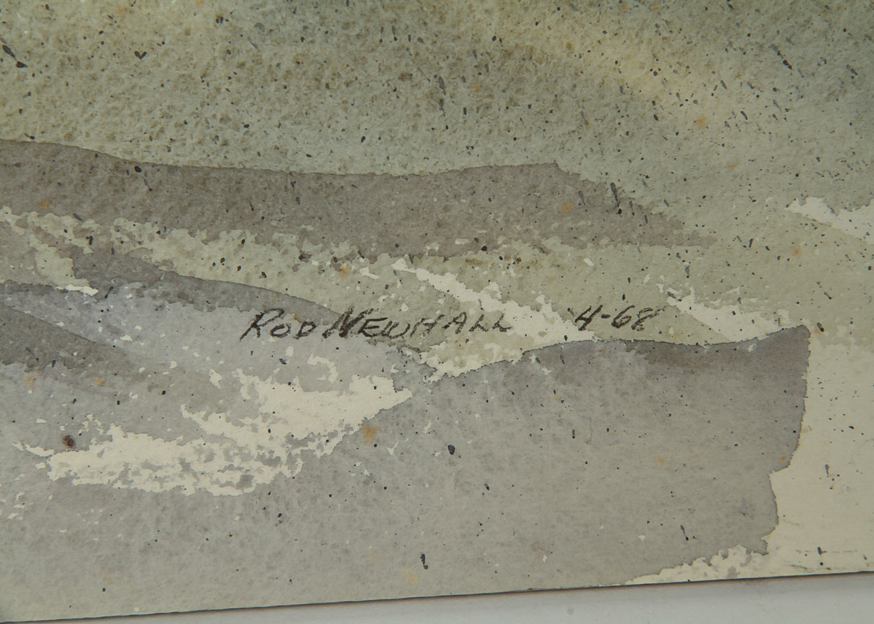 Rod Newhall Mixed Media Painting on Paperboard "Evening Landscape"