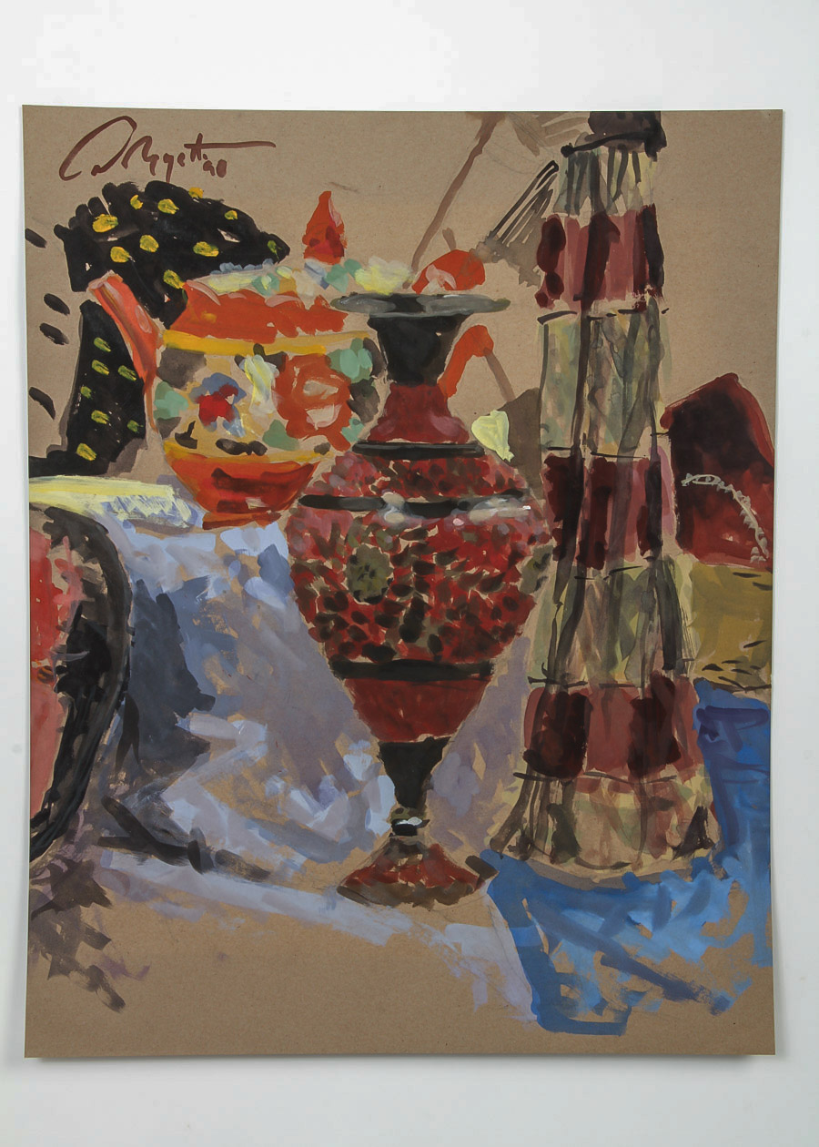 Still Life Gouache and Watercolor Painting on Paper