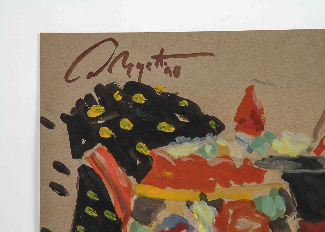 Still Life Gouache and Watercolor Painting on Paper