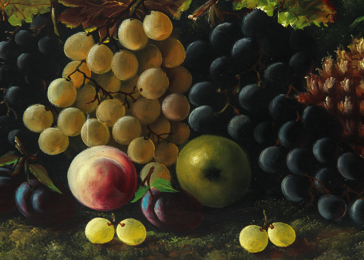 A.J Thornton Oil Painting on Canvas "Still Life of Tropical Fruit"