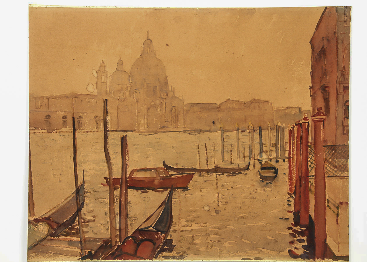 Watercolor Painting on Paper "Venice, Evening on the Lagoon "