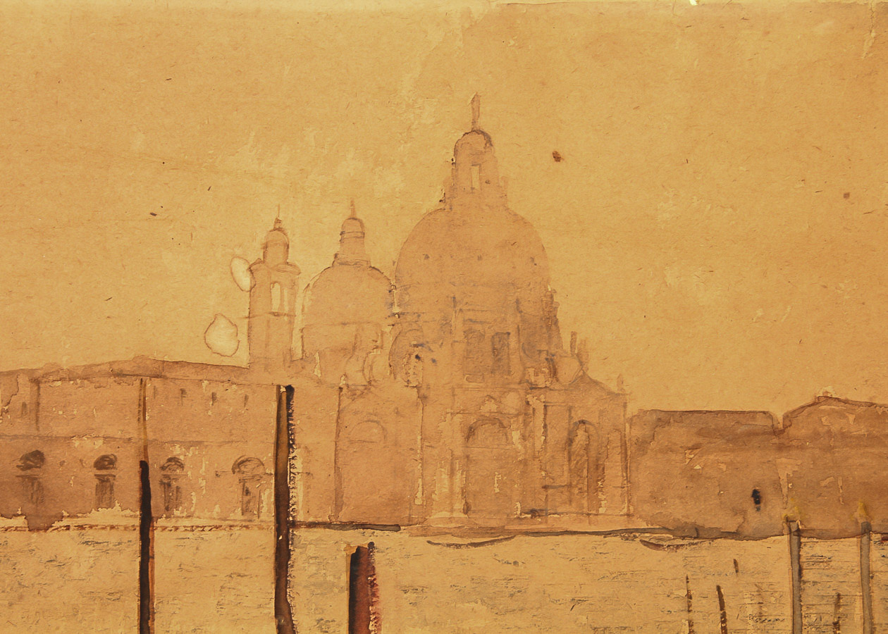 Watercolor Painting on Paper "Venice, Evening on the Lagoon "