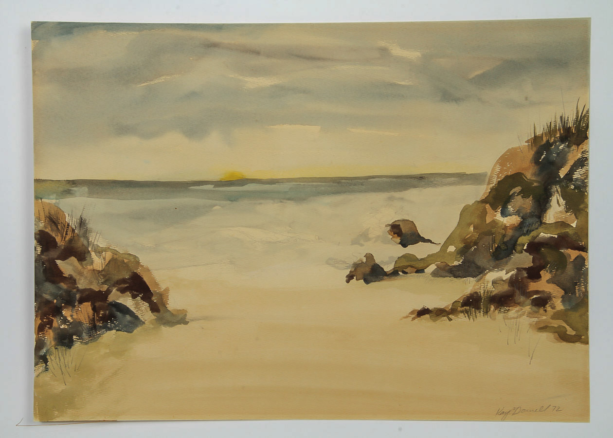 Kay O'Donnell Watercolor Painting on Paperboard "Ocean Sunset"