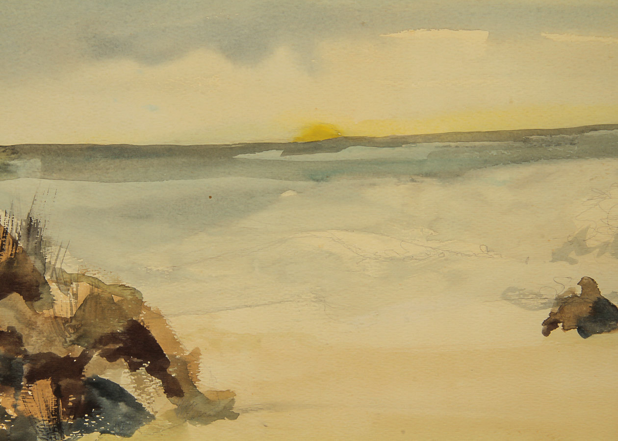 Kay O'Donnell Watercolor Painting on Paperboard "Ocean Sunset"