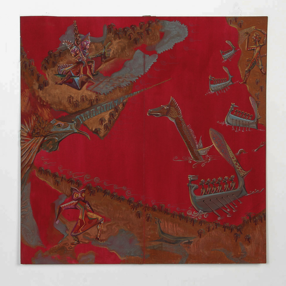 Gouache on Paper Indonesian Folk Painting