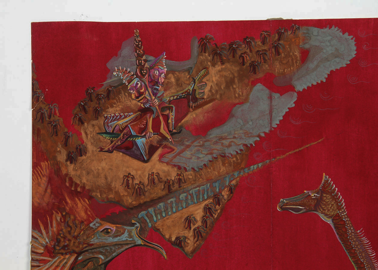 Gouache on Paper Indonesian Folk Painting