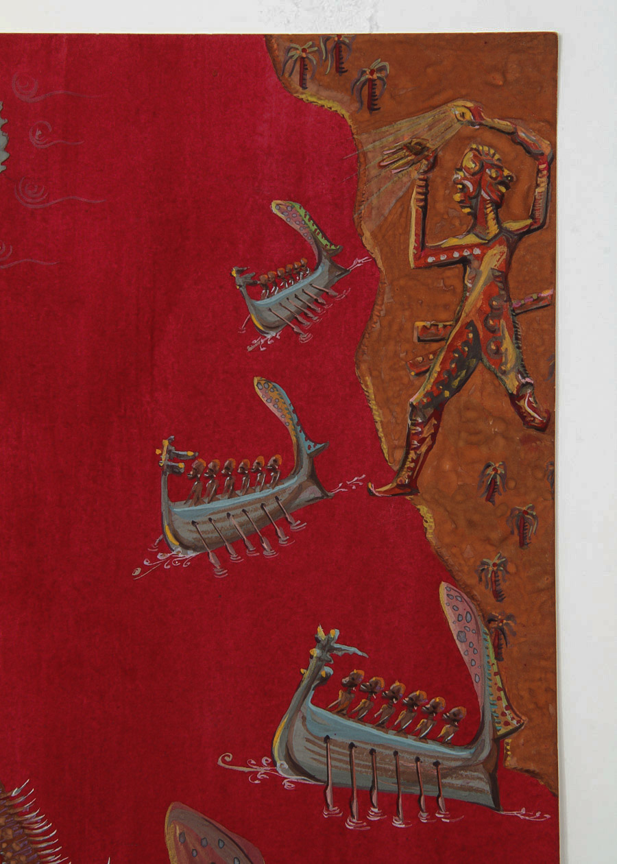 Gouache on Paper Indonesian Folk Painting