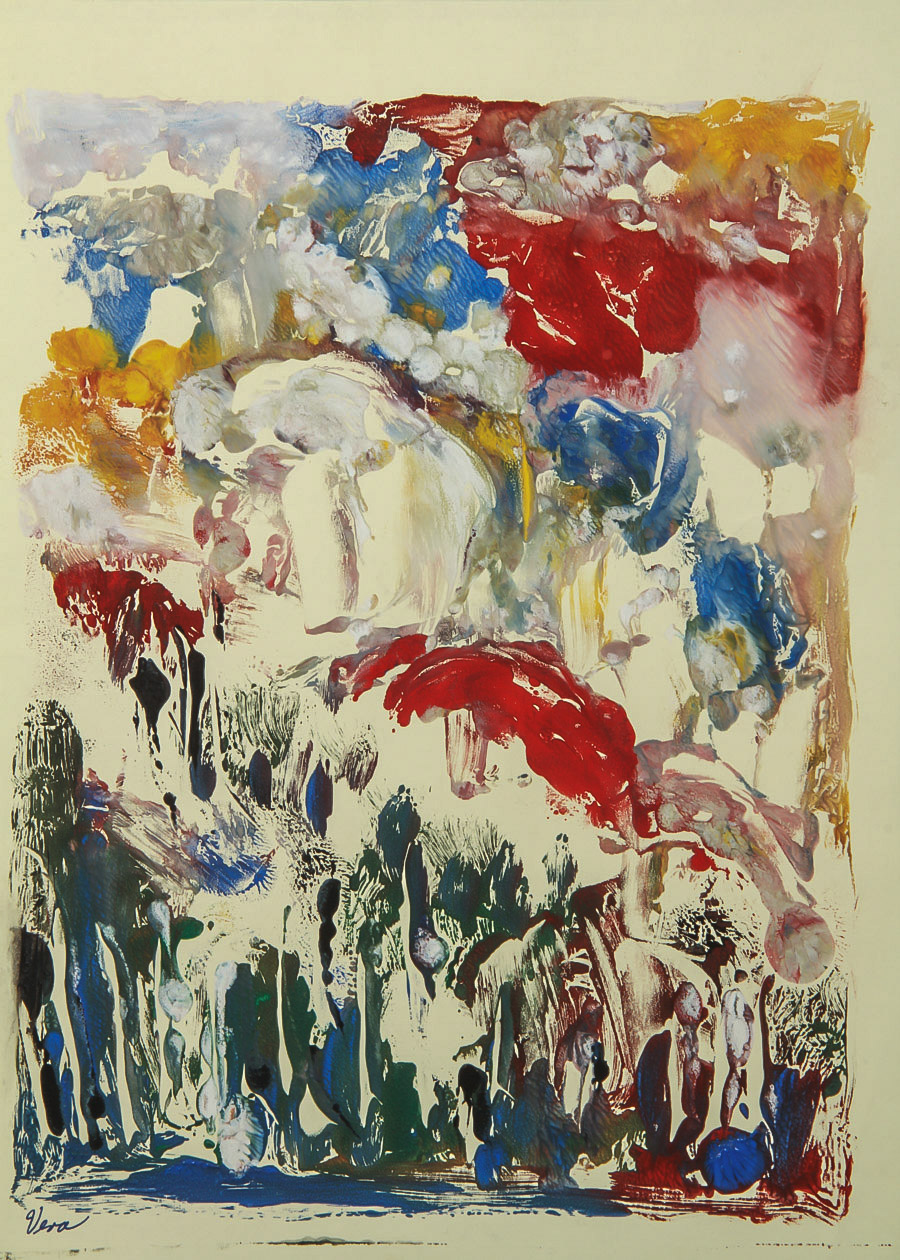 Vera Indenbaum Monotype Print on Paper "Abstracted Landscape"