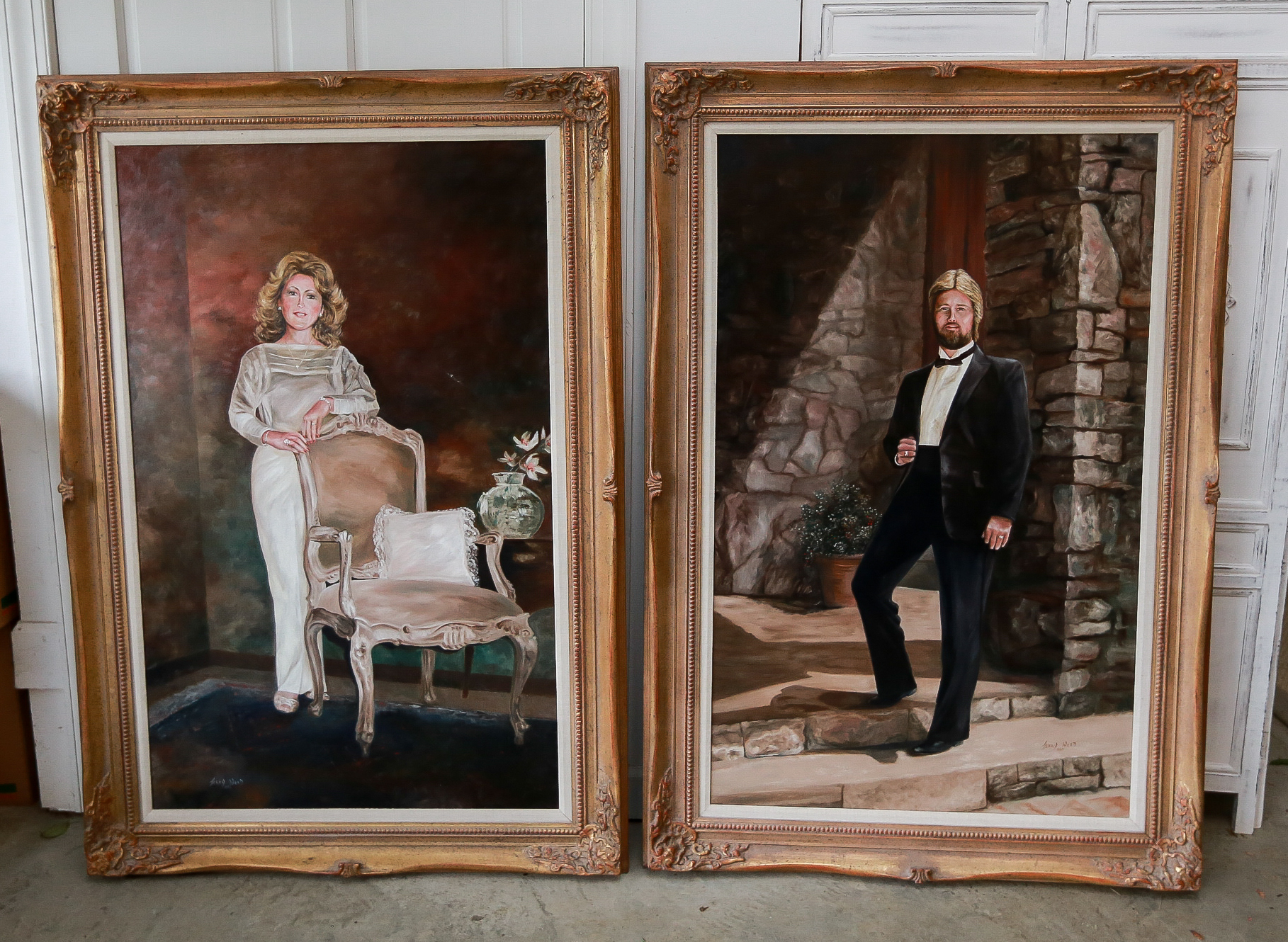 1983 Jerry Ward Oil on Canvas Couple Portraits