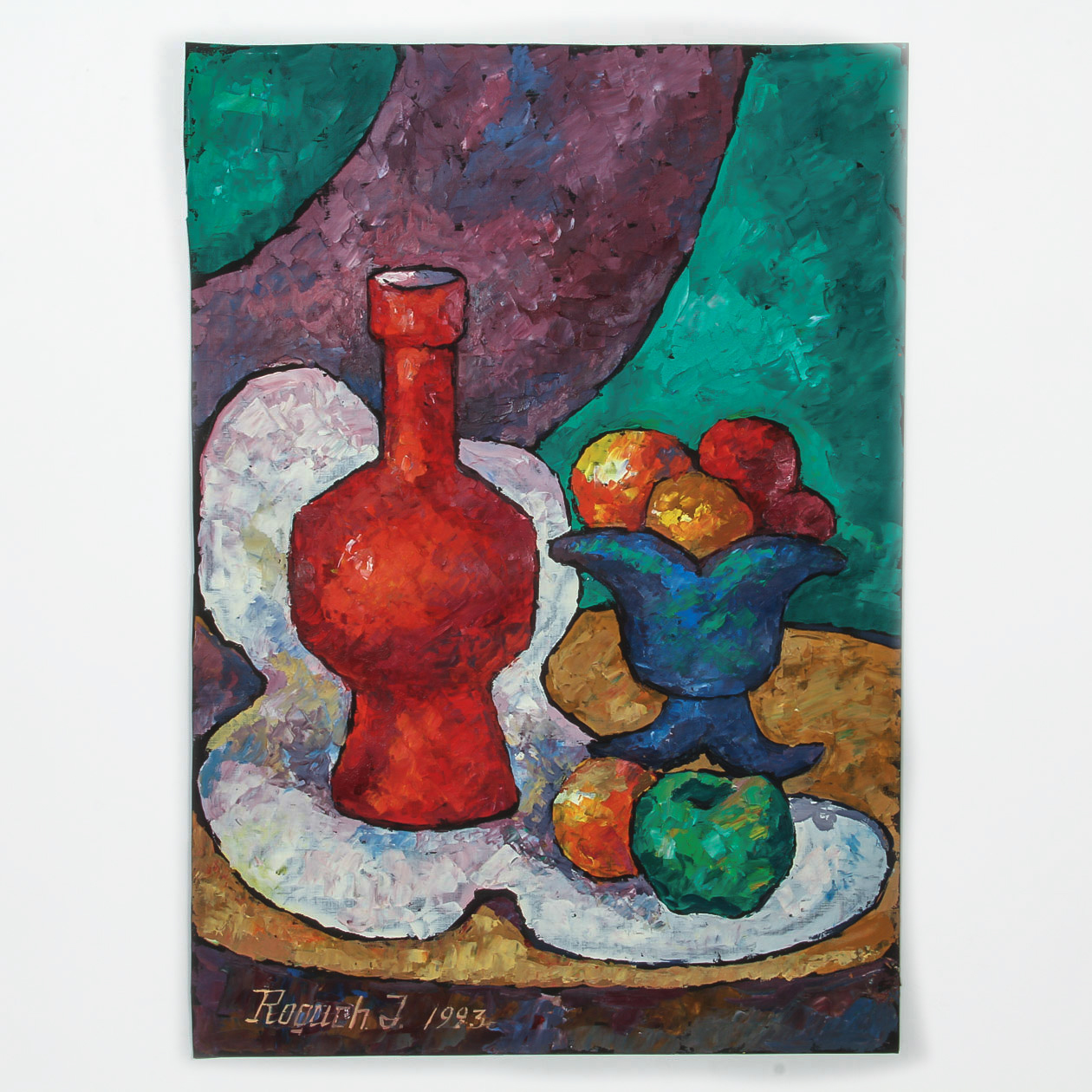 Tatiana Rogacheva Oil on Paper "Still Life with a Red Flask"