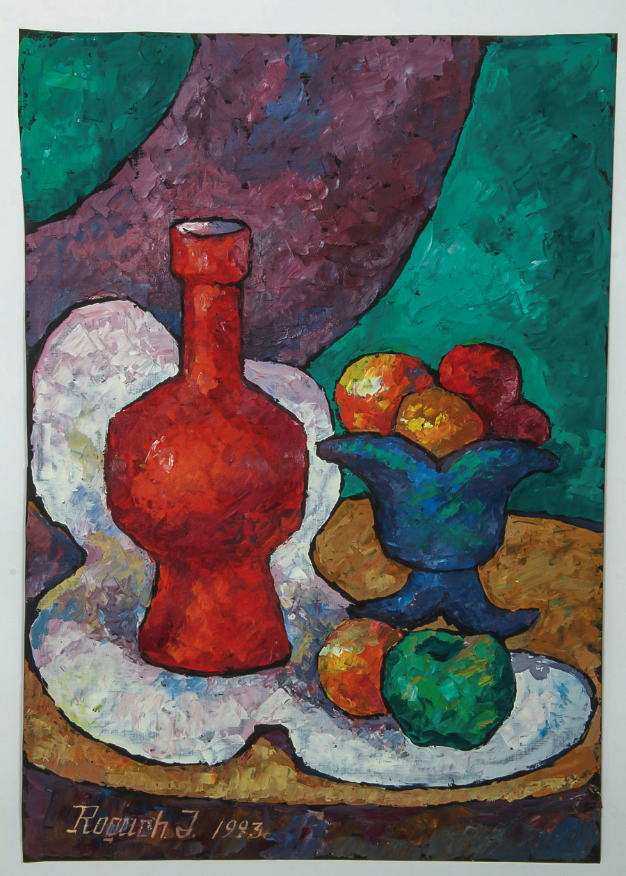 Tatiana Rogacheva Oil on Paper "Still Life with a Red Flask"