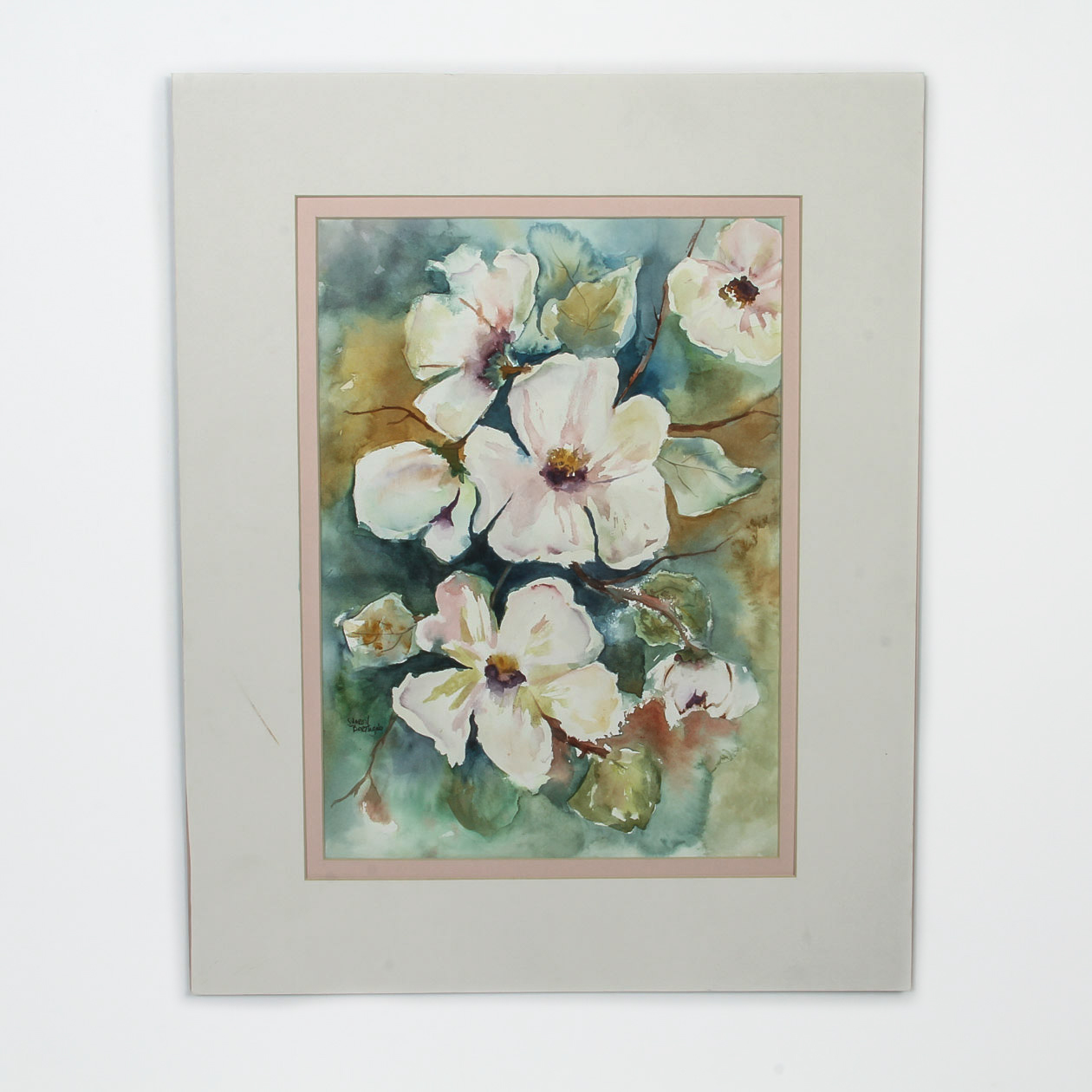 Sharon Bortugno Watercolor Painting on Paper of Flowers