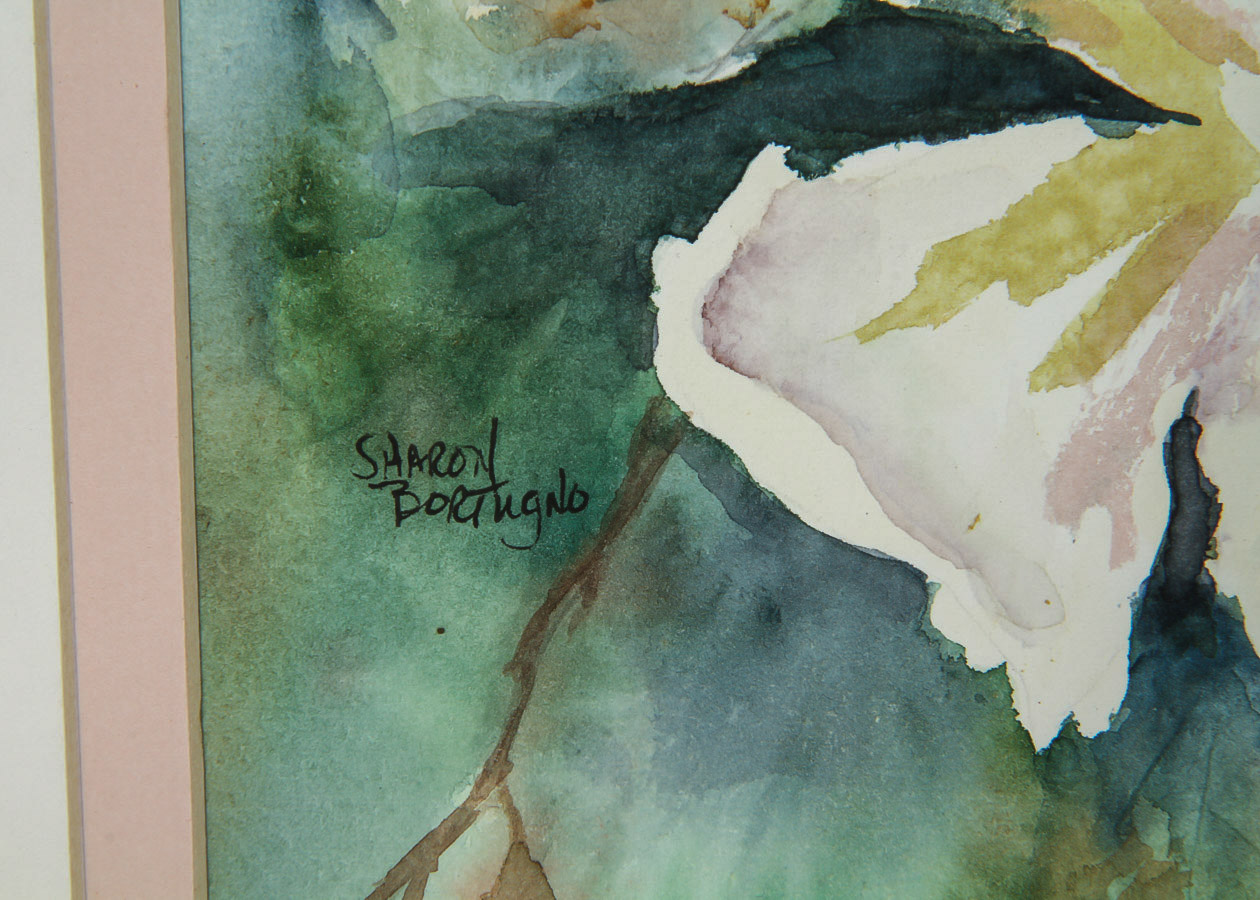 Sharon Bortugno Watercolor Painting on Paper of Flowers