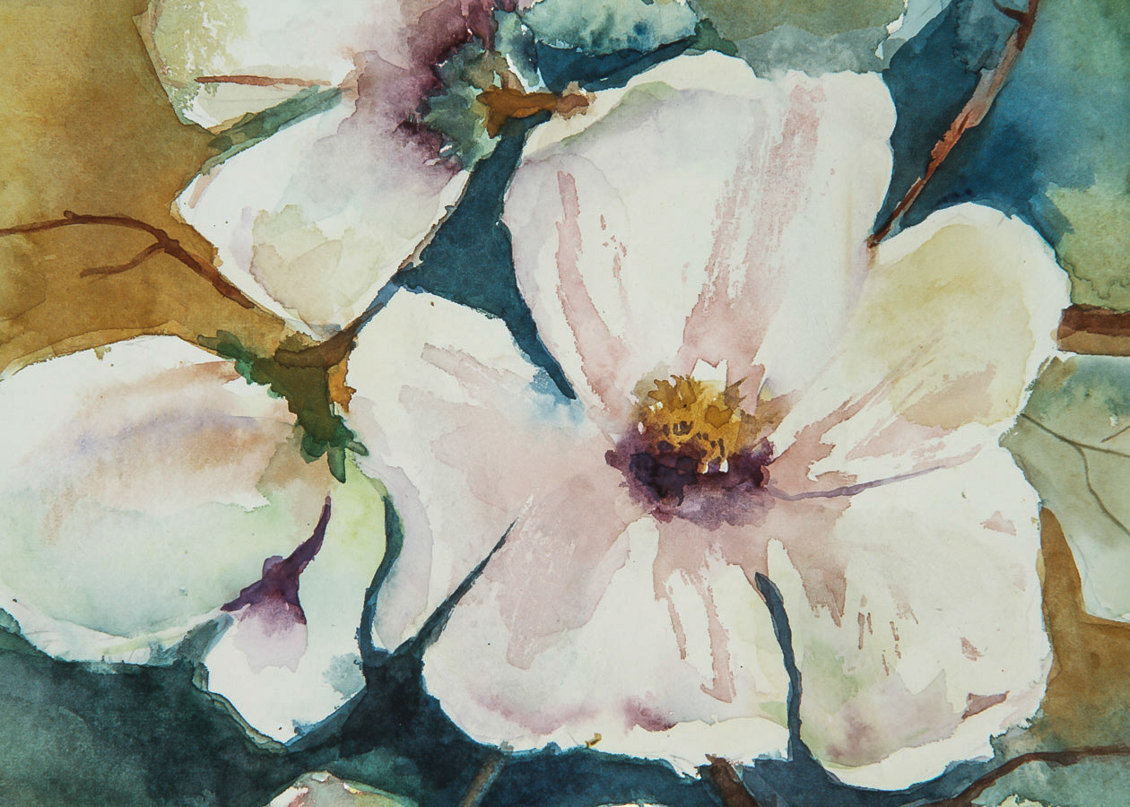 Sharon Bortugno Watercolor Painting on Paper of Flowers