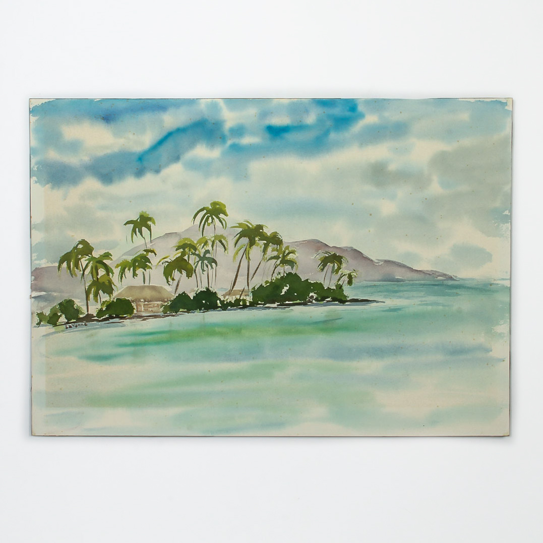 LaVonne Watercolor Painting on Paper "Tropical Shore"