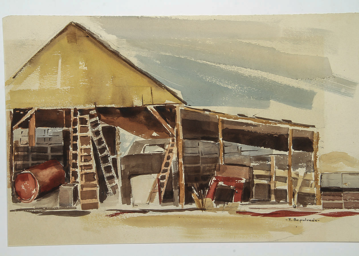 K. Sepulveda Watercolor Painting on Paper "Open Barn"
