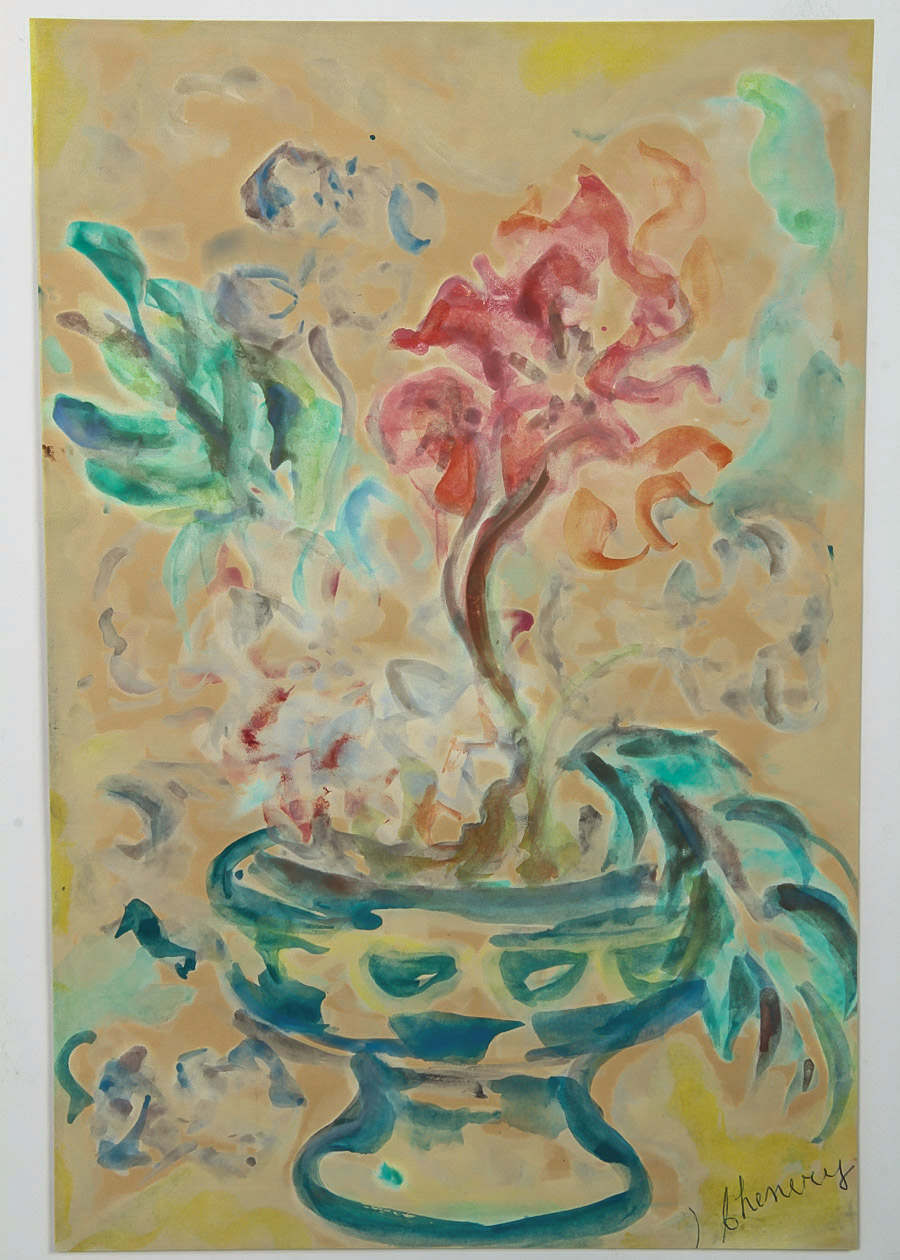 J. Chenery Watercolor Painting on Paper "Still Life of Flowers"