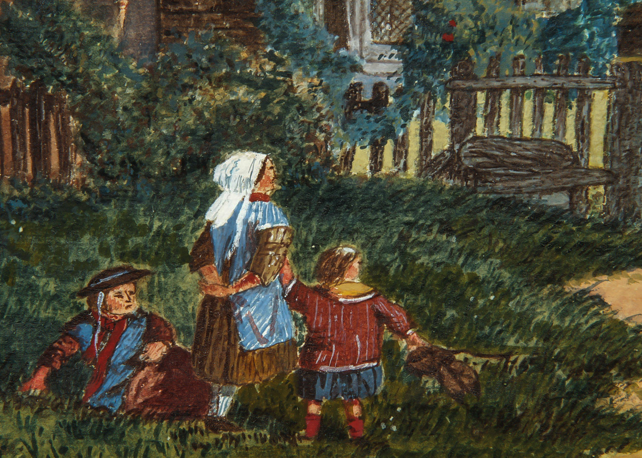 Watercolor Painting on Paper "Going Out to Pasture"