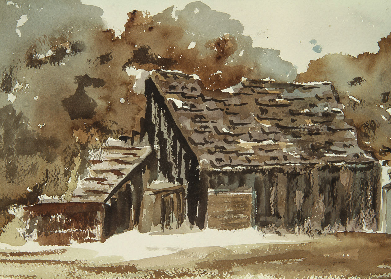 Gail LoBello Watercolor Painting on Paper "The Old Barn"
