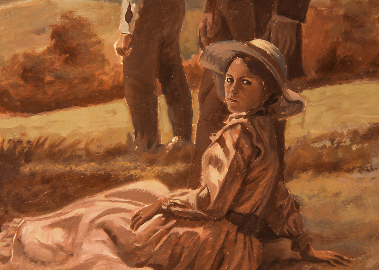 Oil Painting on Cardstock "Edwardian Figural Group"