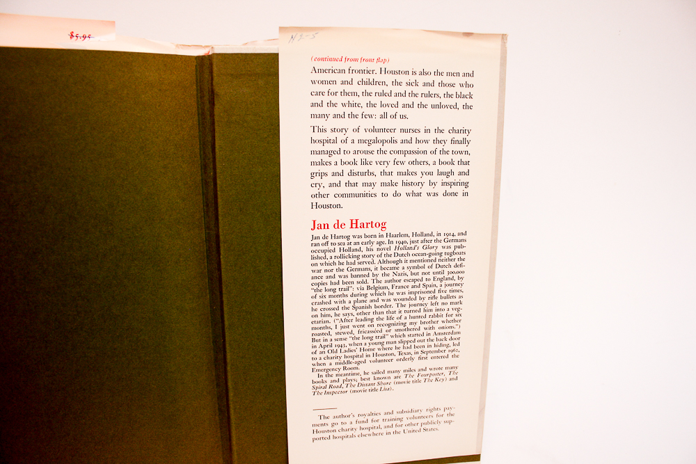 First Edition, Second Printing of "The Hospital" by Jan de Hartog