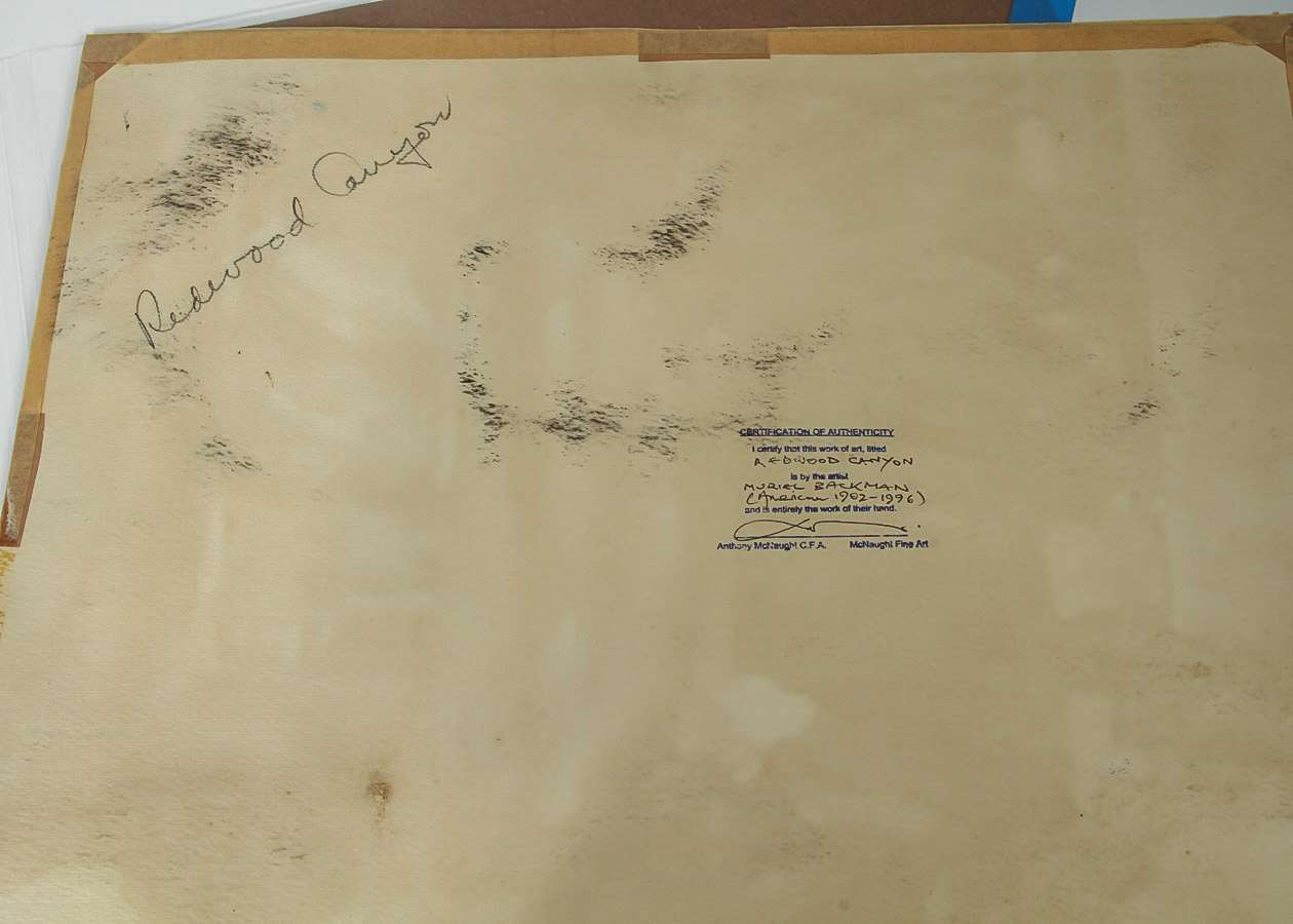 Muriel Backman Watercolor Painting on Paper "Redwood Canyon"