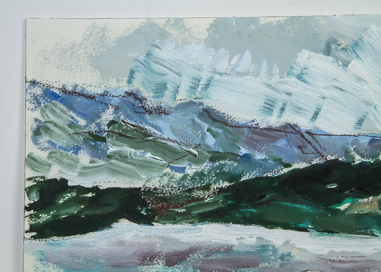 Robert Canete Oil and Crayon Painting on Paper "Monterey Coast"