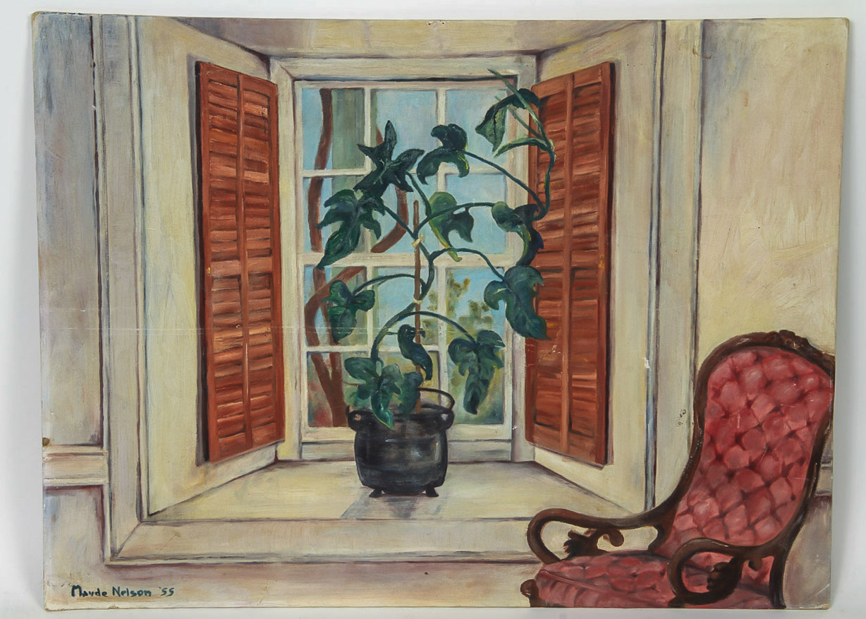 Maude Nelson Oil Painting on Canvas Board "Interior with Armchair"