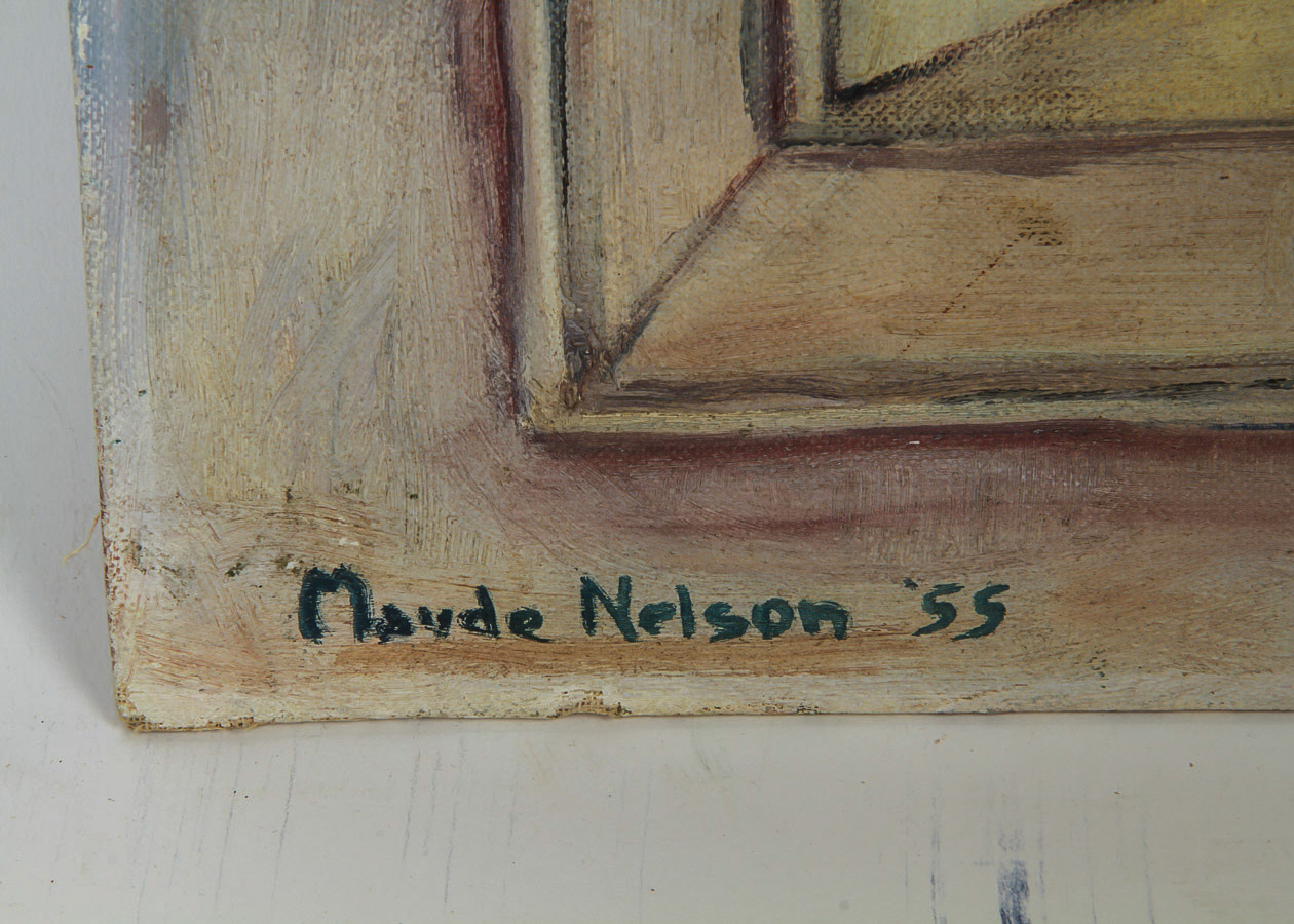 Maude Nelson Oil Painting on Canvas Board "Interior with Armchair"