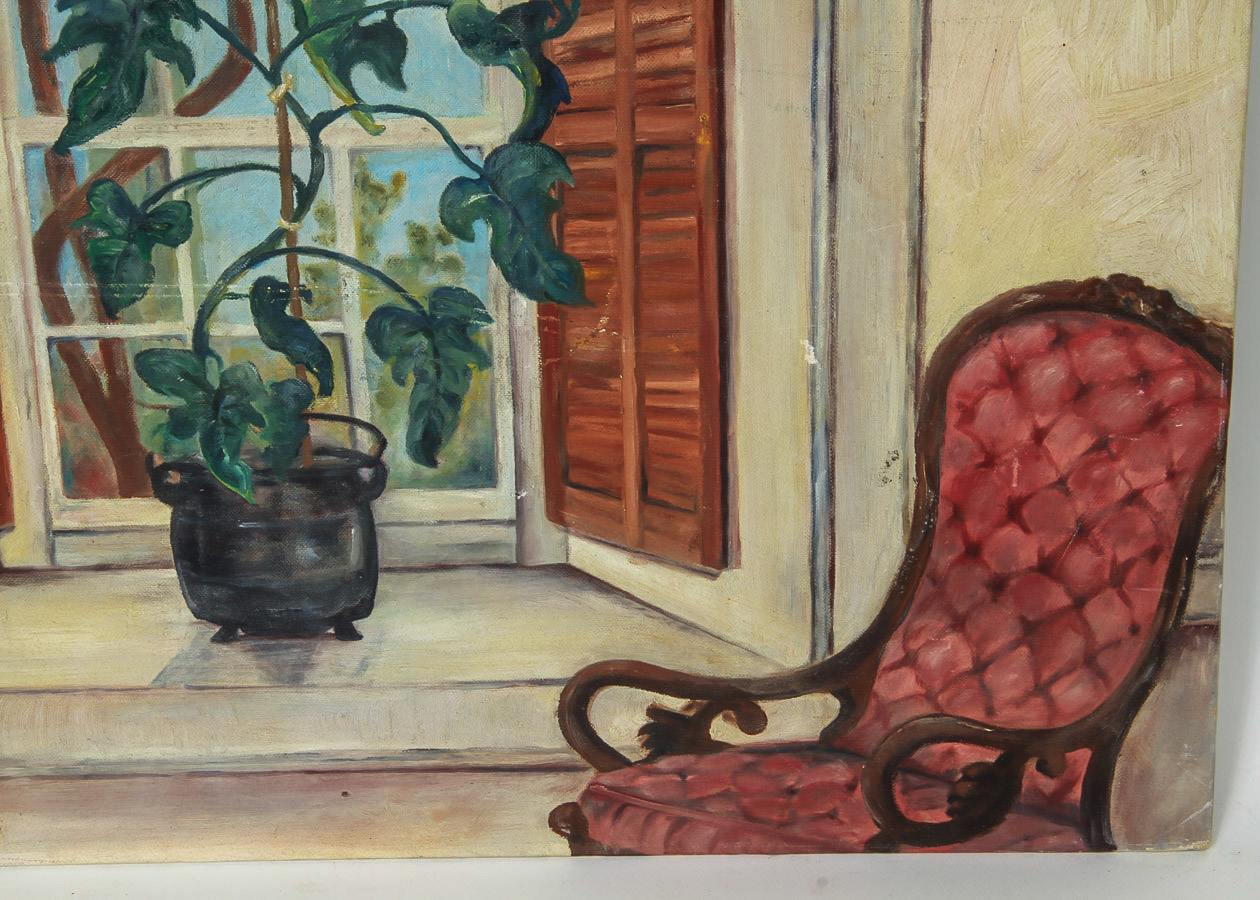 Maude Nelson Oil Painting on Canvas Board "Interior with Armchair"