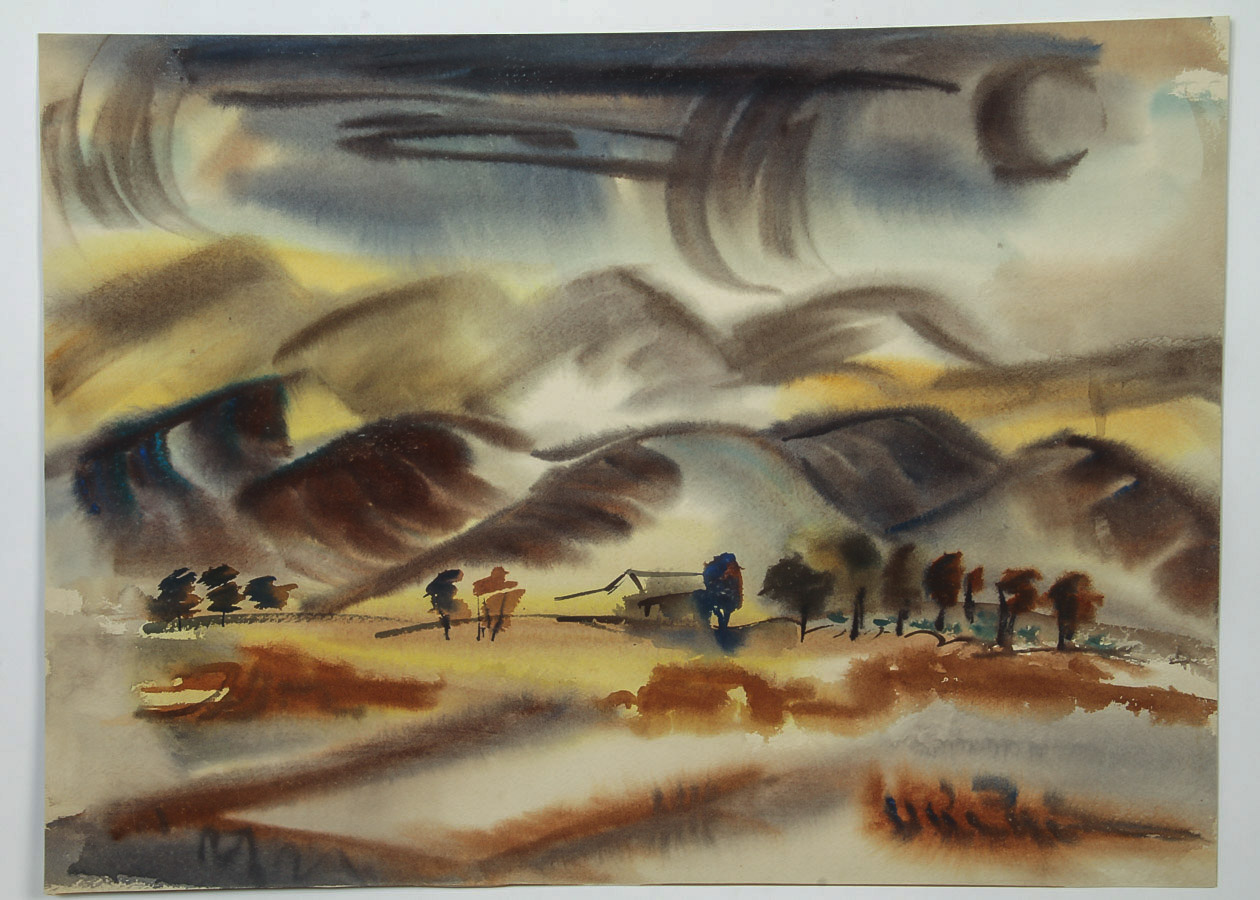 Dora Masters Watercolor and Gouache Painting on Paper "Salinas Landscape"