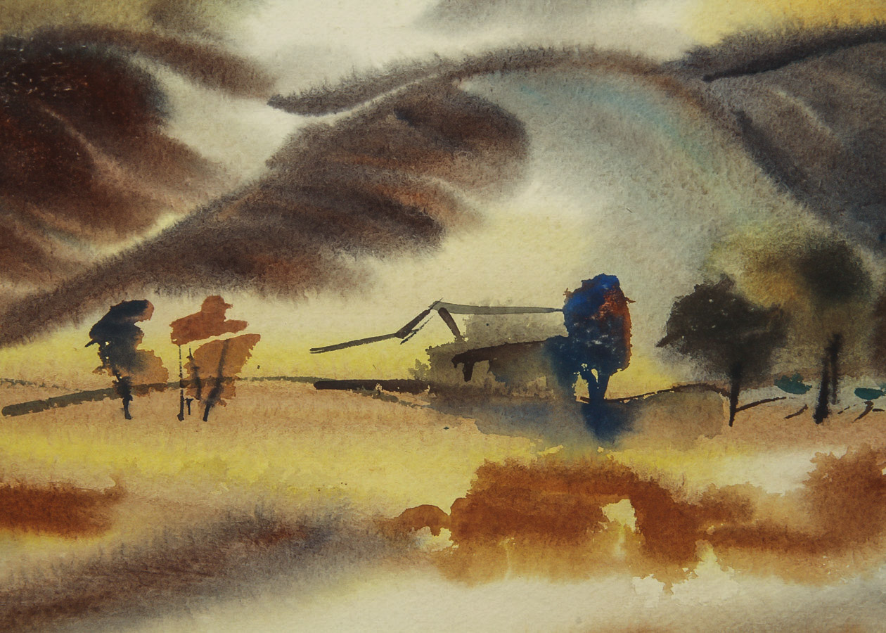 Dora Masters Watercolor and Gouache Painting on Paper "Salinas Landscape"