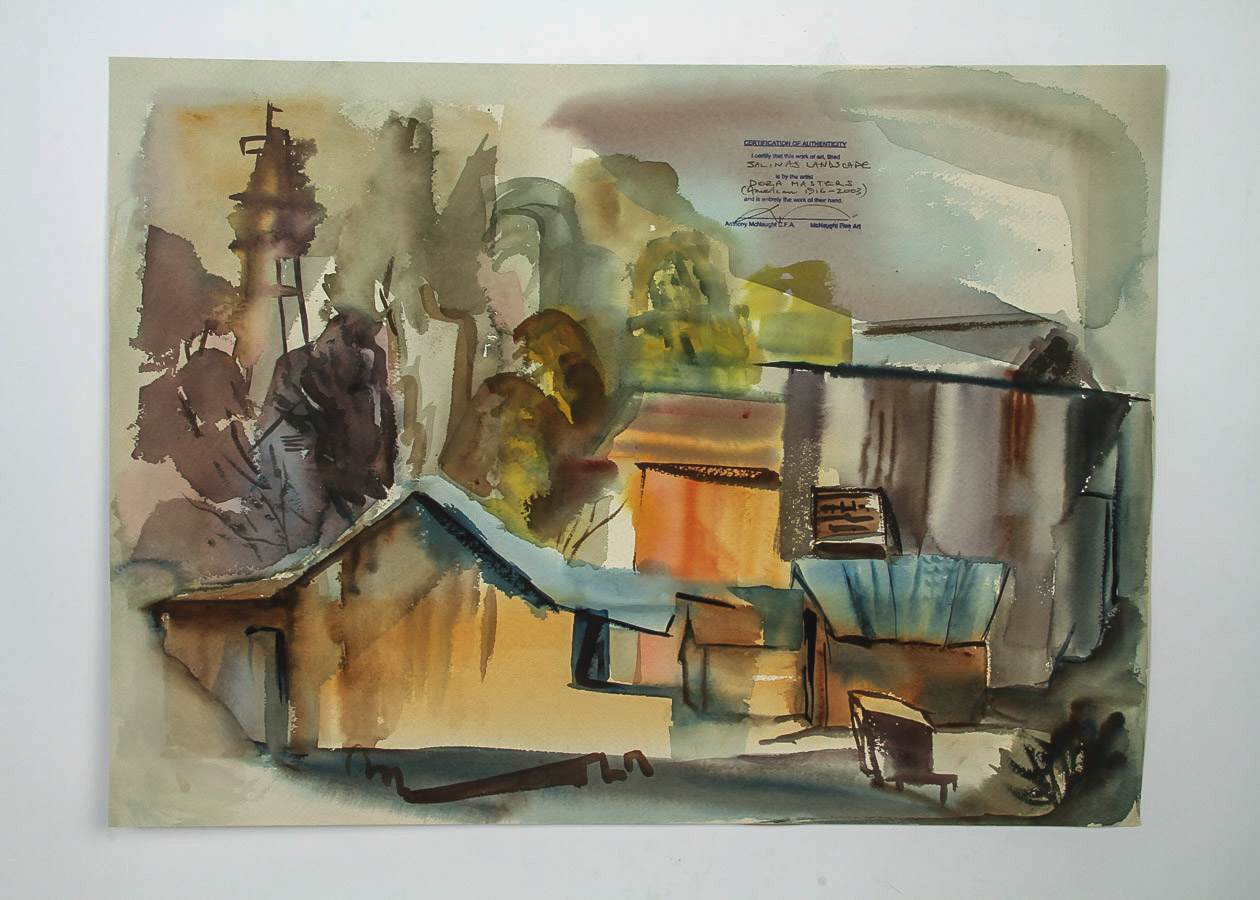 Dora Masters Watercolor and Gouache Painting on Paper "Salinas Landscape"