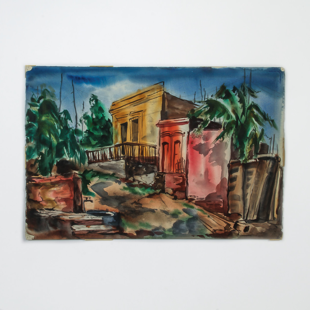 Muriel Backman Watercolor Painting on Paper "The Old Customs House"