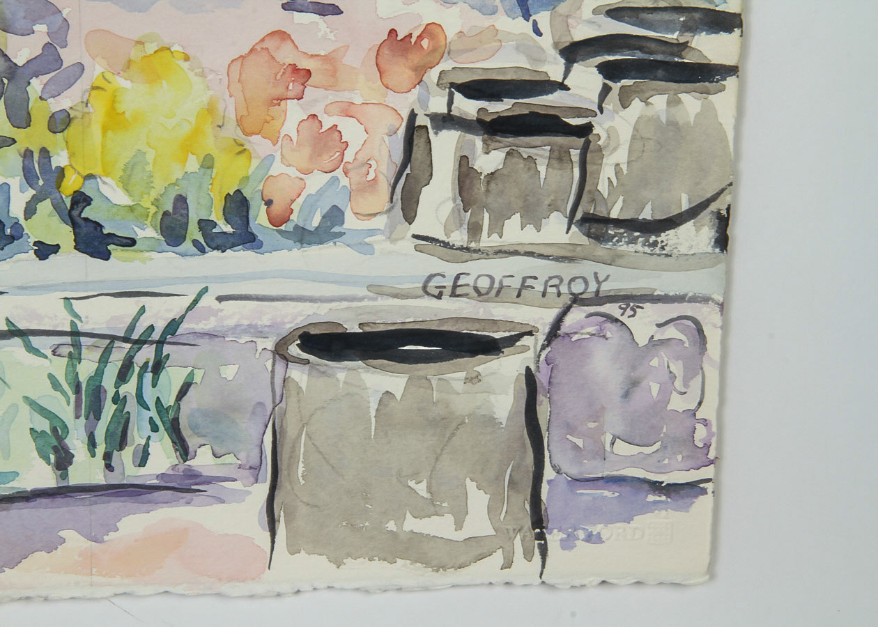 Donald Geoffroy Watercolor on Paper "Verdant Garden"