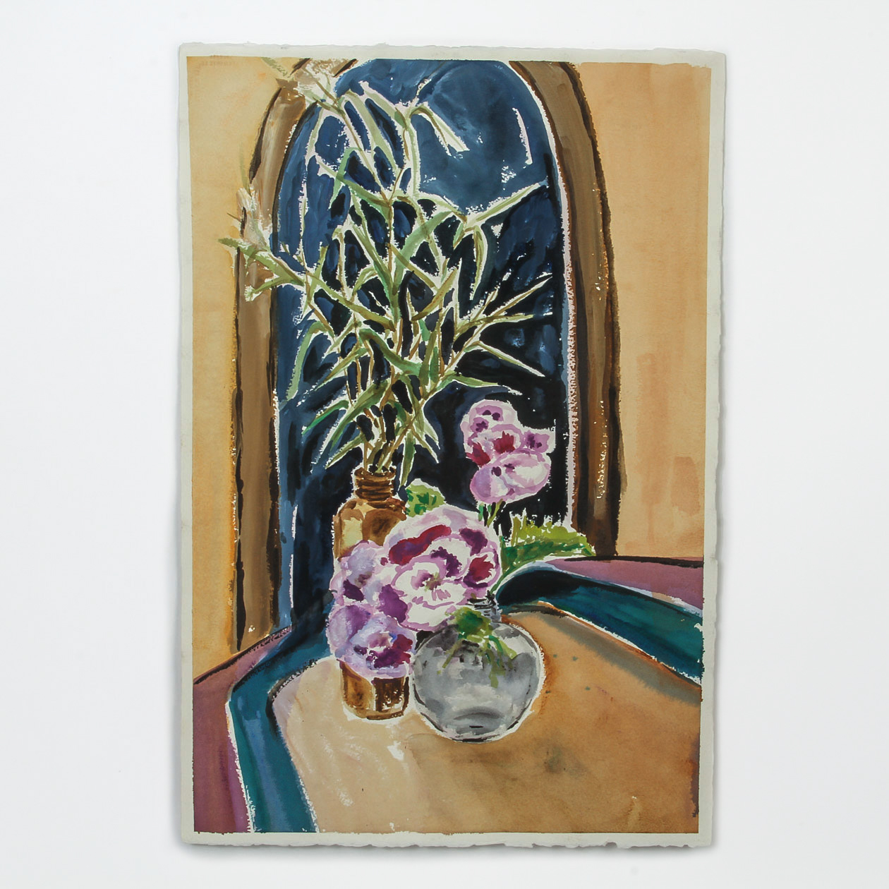 Watercolor and Acrylic Painting on Arches Paper "Still Life of Flowers"