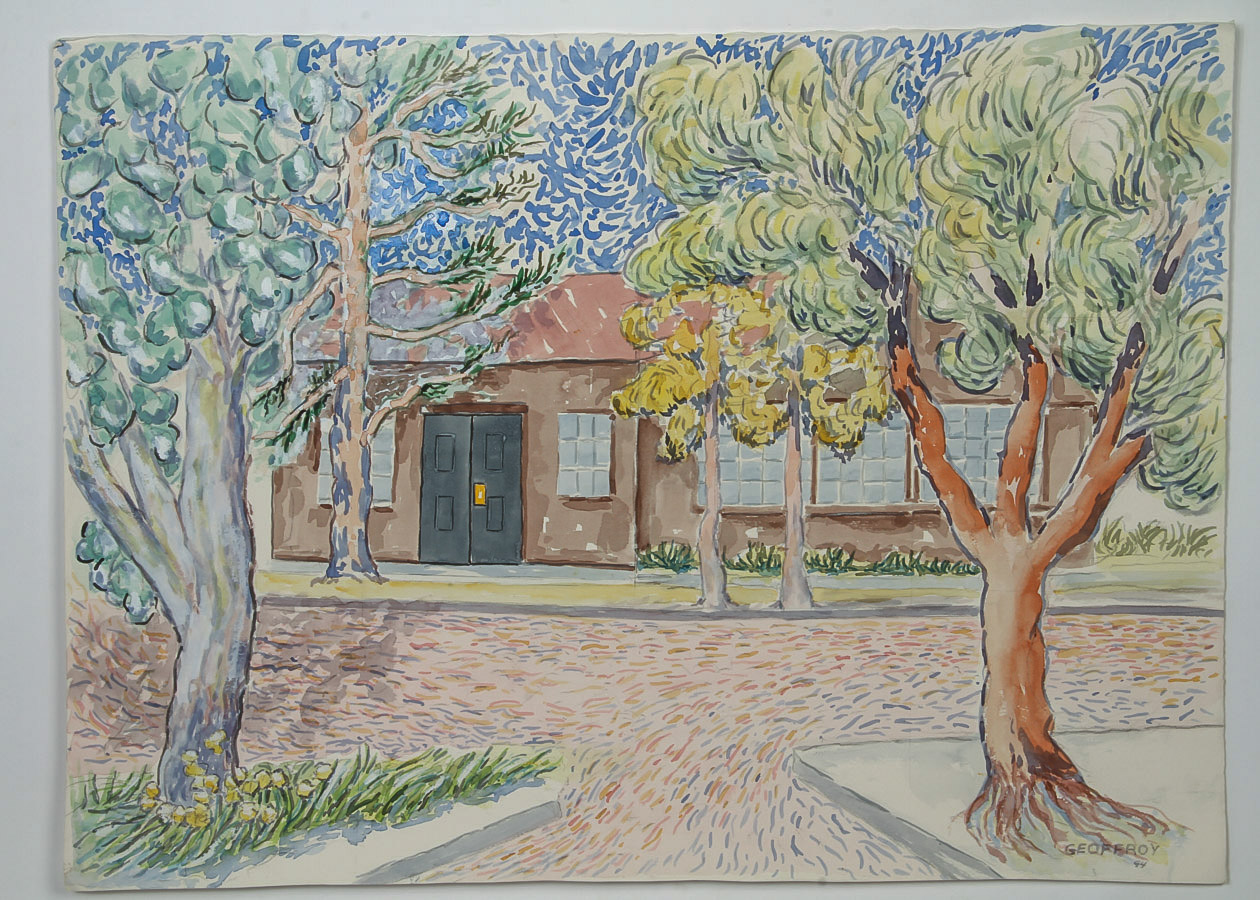 Donald Geoffroy Watercolor Painting on Paper "Downtown, Saratoga"