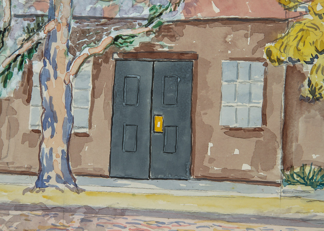 Donald Geoffroy Watercolor Painting on Paper "Downtown, Saratoga"