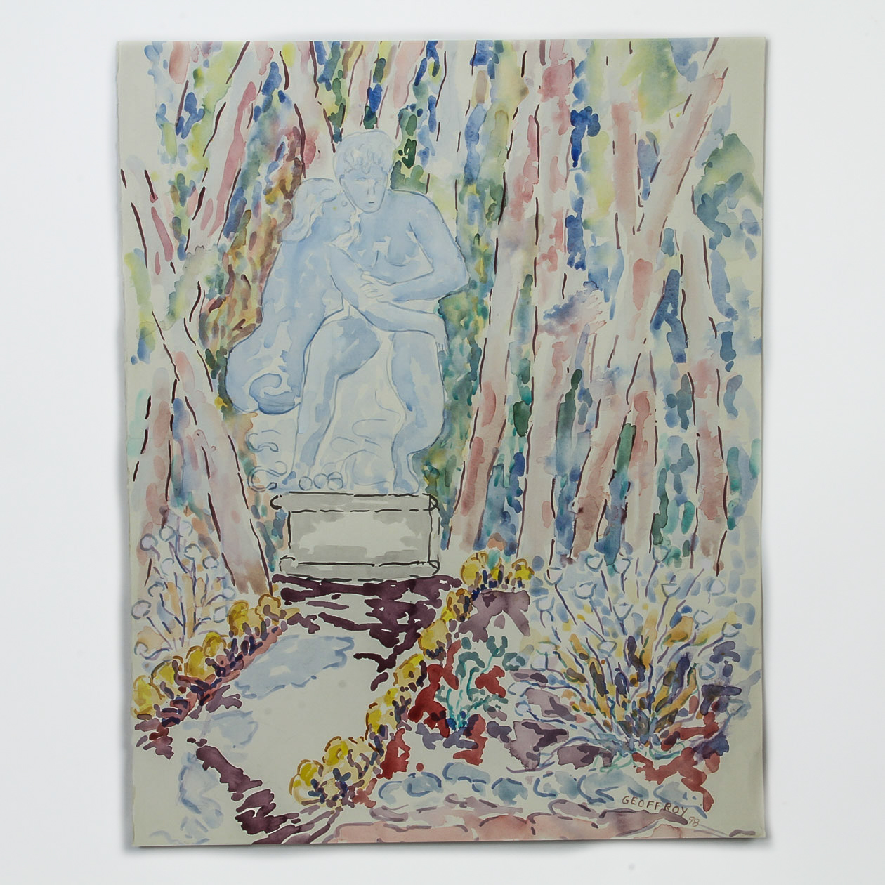 Donald Geoffroy Watercolor Painting on Paper "Adam and Eve"