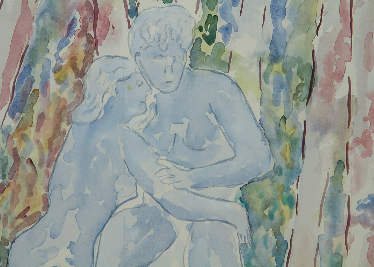 Donald Geoffroy Watercolor Painting on Paper "Adam and Eve"