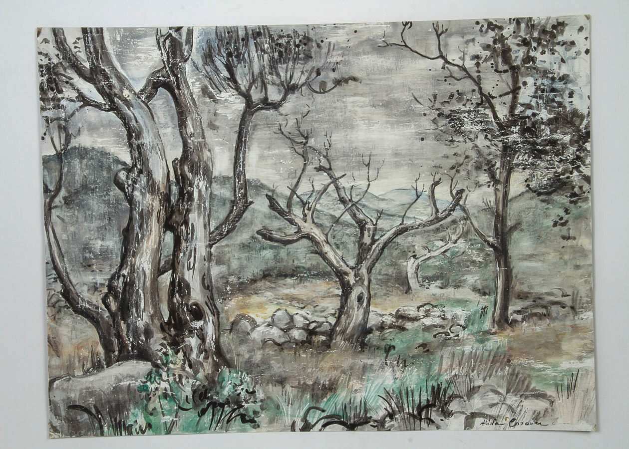 Alida Conover Mixed Media Painting on Paper "Peddler's End"