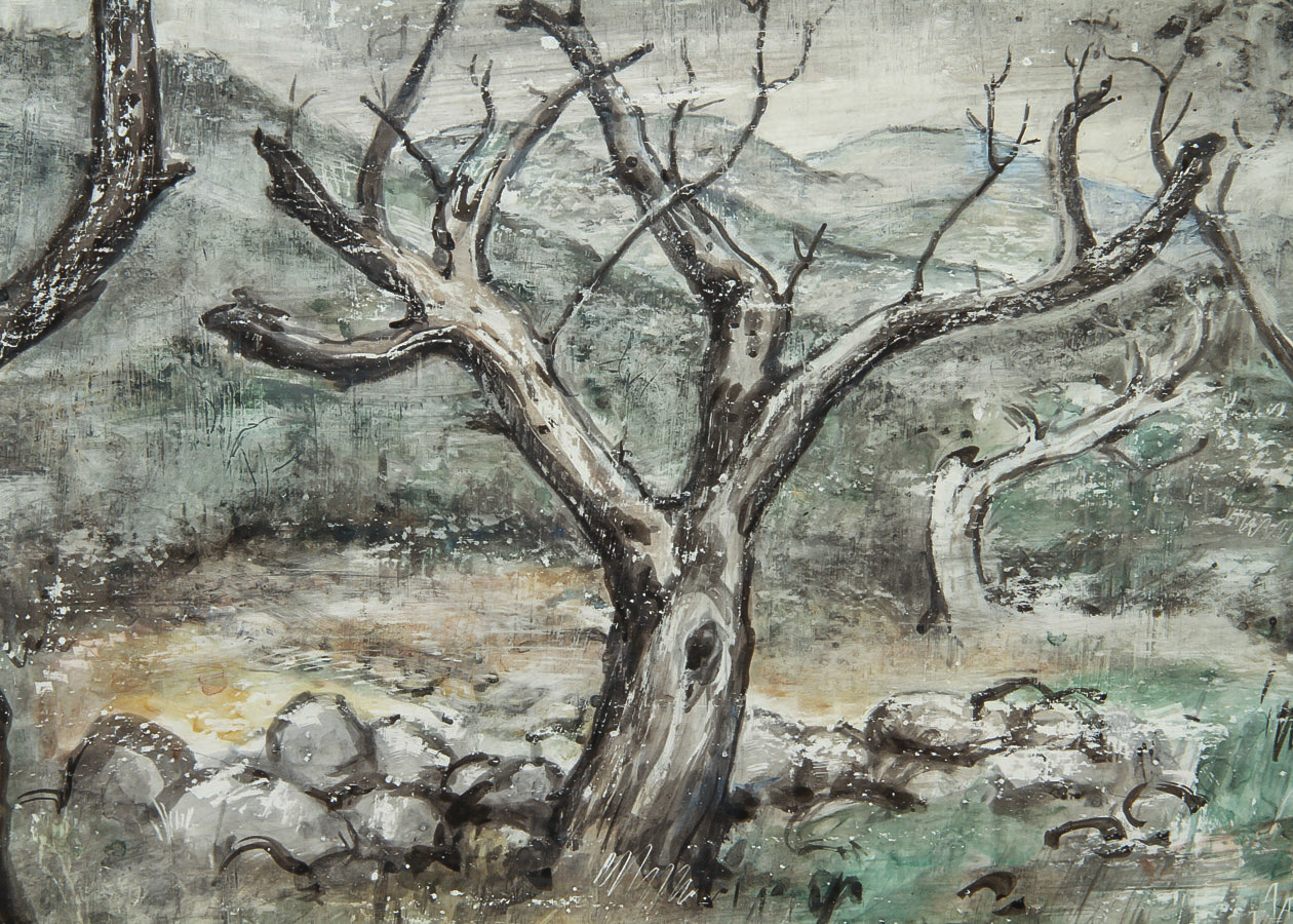 Alida Conover Mixed Media Painting on Paper "Peddler's End"